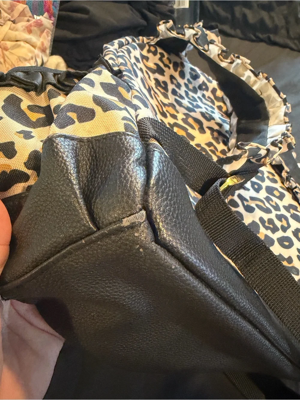 Posh Peanut Ruffled Backpack for Girls in the Lana Leopard Tan print